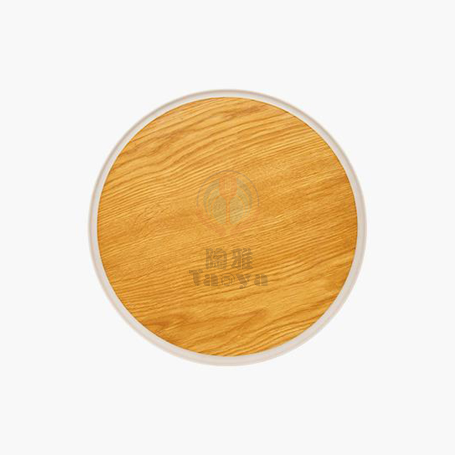 黃木紋防滑圓托盤40.5cm