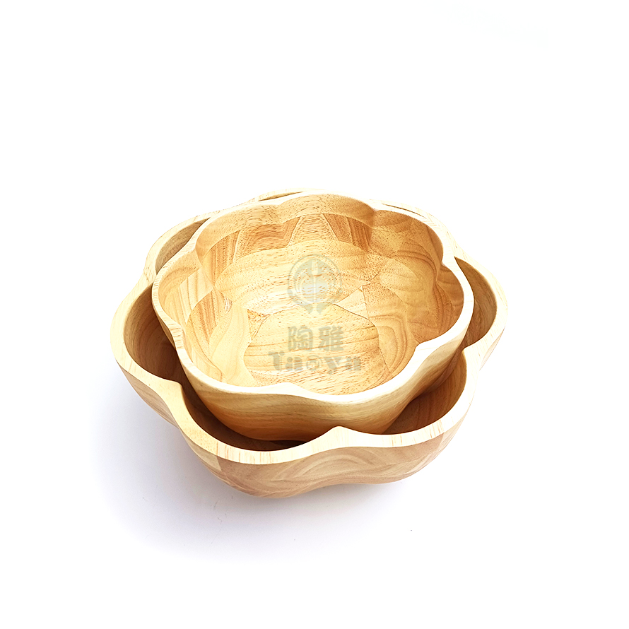 花形橡膠木碗