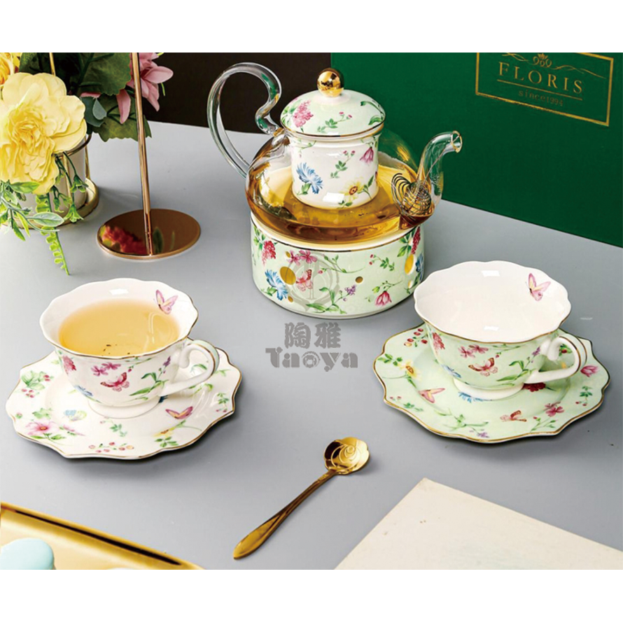 FLoris蝶戀花1壺+座+2杯盤
