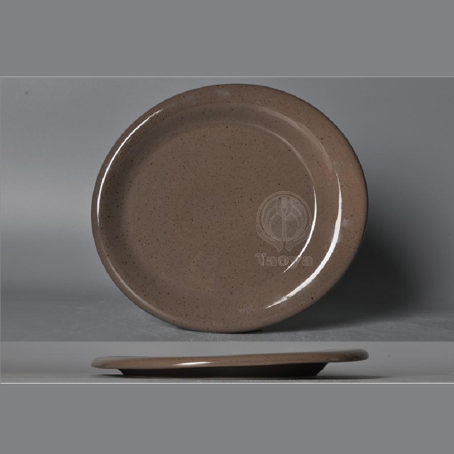 古朴12"靈石反邊盤(茶色)|HAN-CHP11355-GP