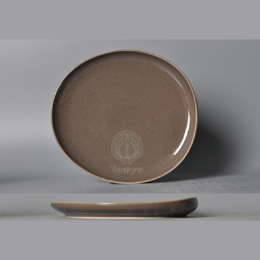 古朴12"靈石蛋形盤(茶色)|HAN-CHP11364-GP