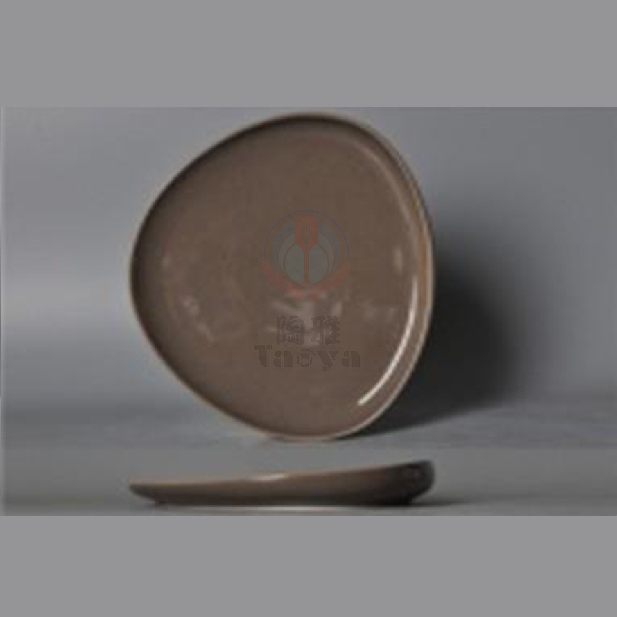 古朴11.8"靈石三角盤(茶色)|HAN-CHP11381-GP