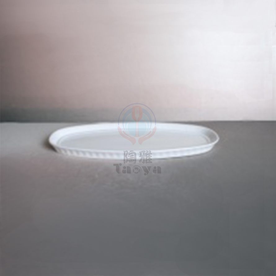 17"橢圓羽紋浮雕麵包盤|HAN-CHP7181-W