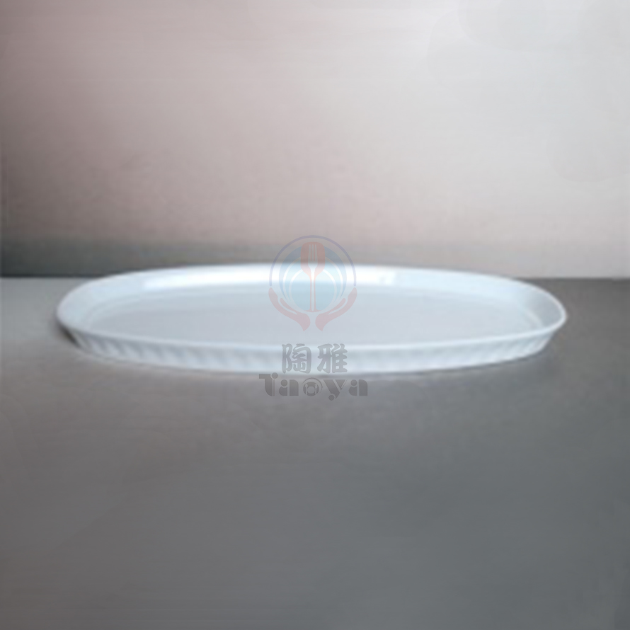 19"橢圓羽紋浮雕麵包盤|HAN-CHP7180-W