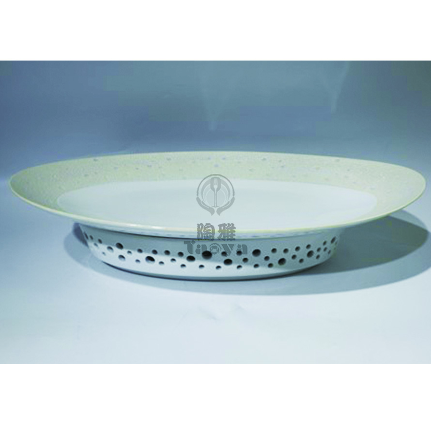 18"隕星暖魚盤-青白瓷素面(珠光)|HAO-HX-031-22-18