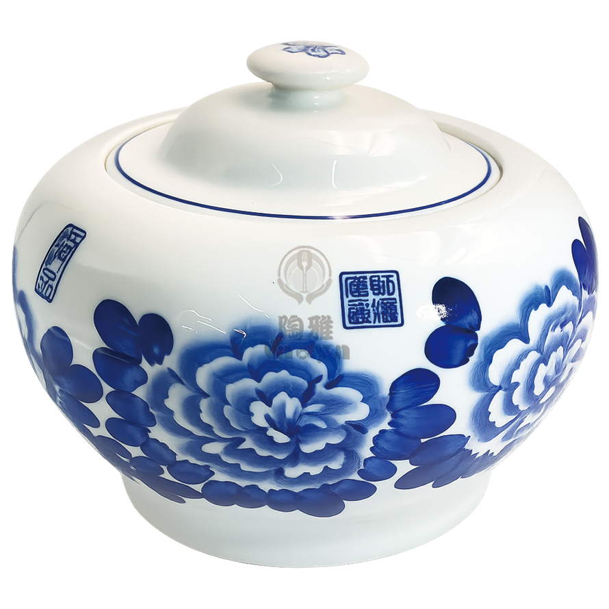 青花牡丹湯盅+蓋|TDW-591