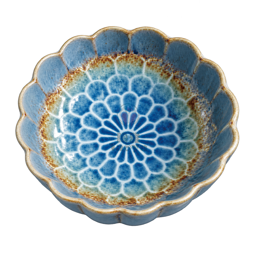 5.9"蓮花盤-黑邊窯變藍|